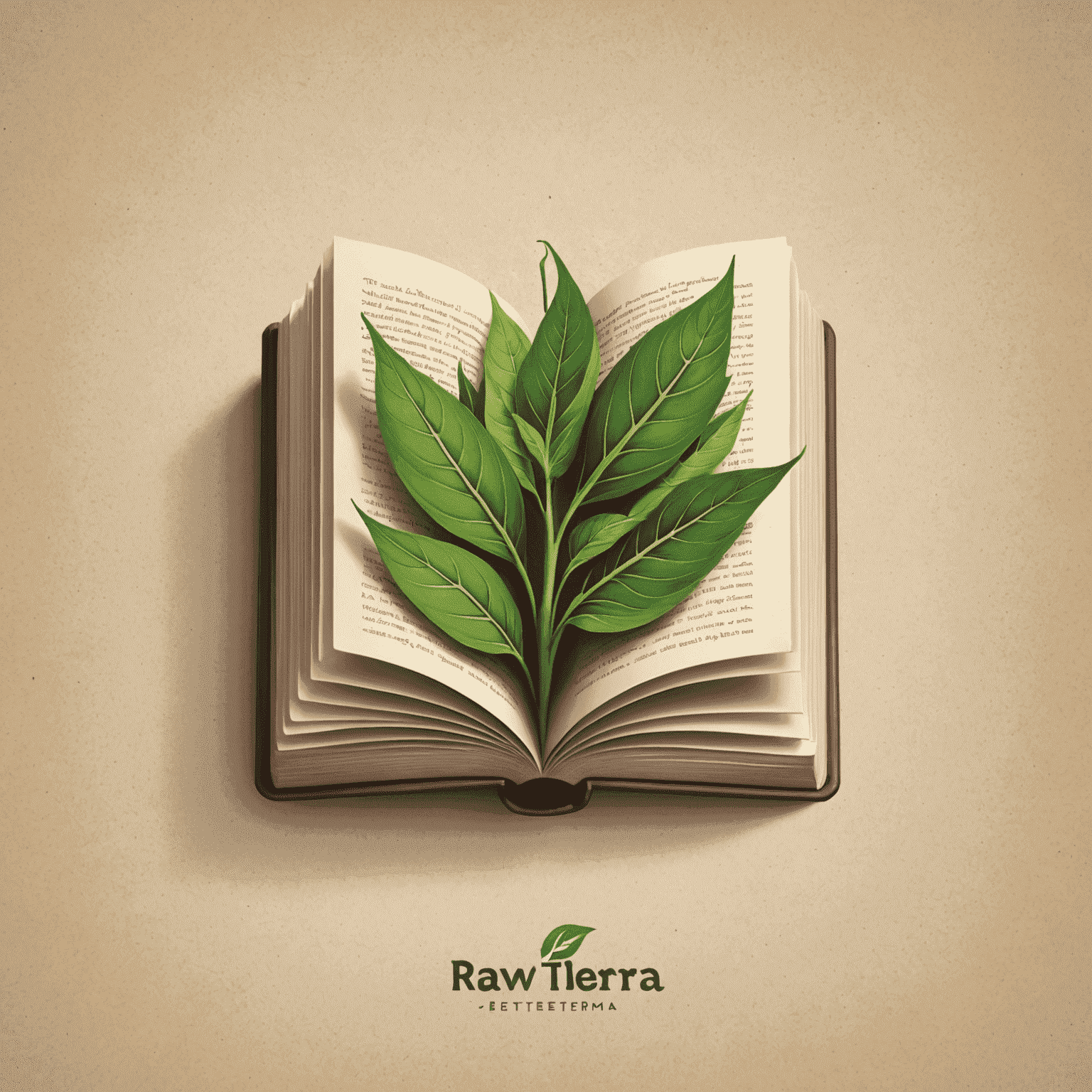 rawthetera logo featuring a stylized book design