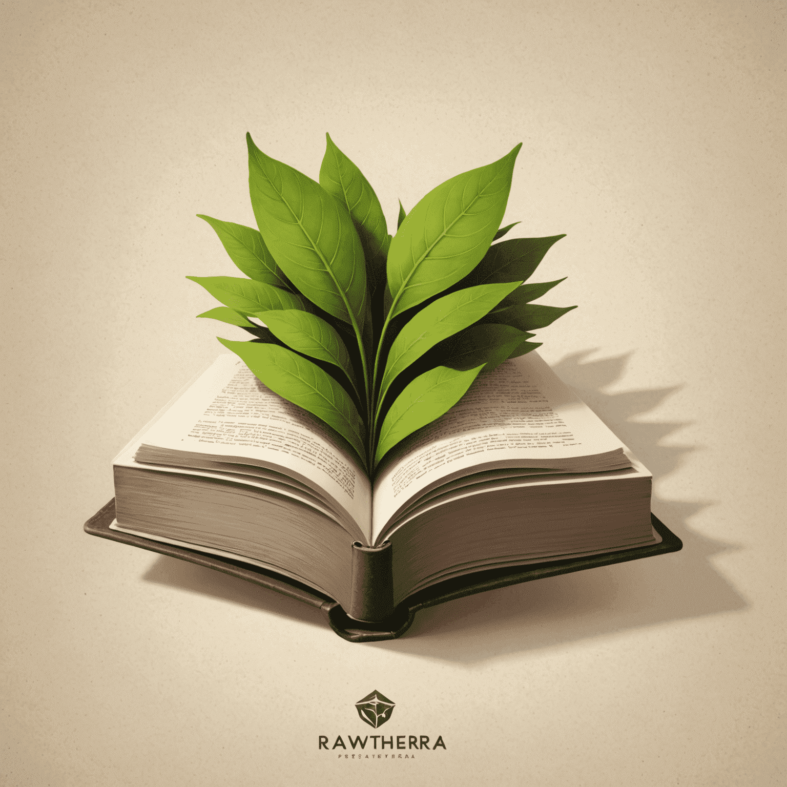 rawthetera logo featuring a stylized book design