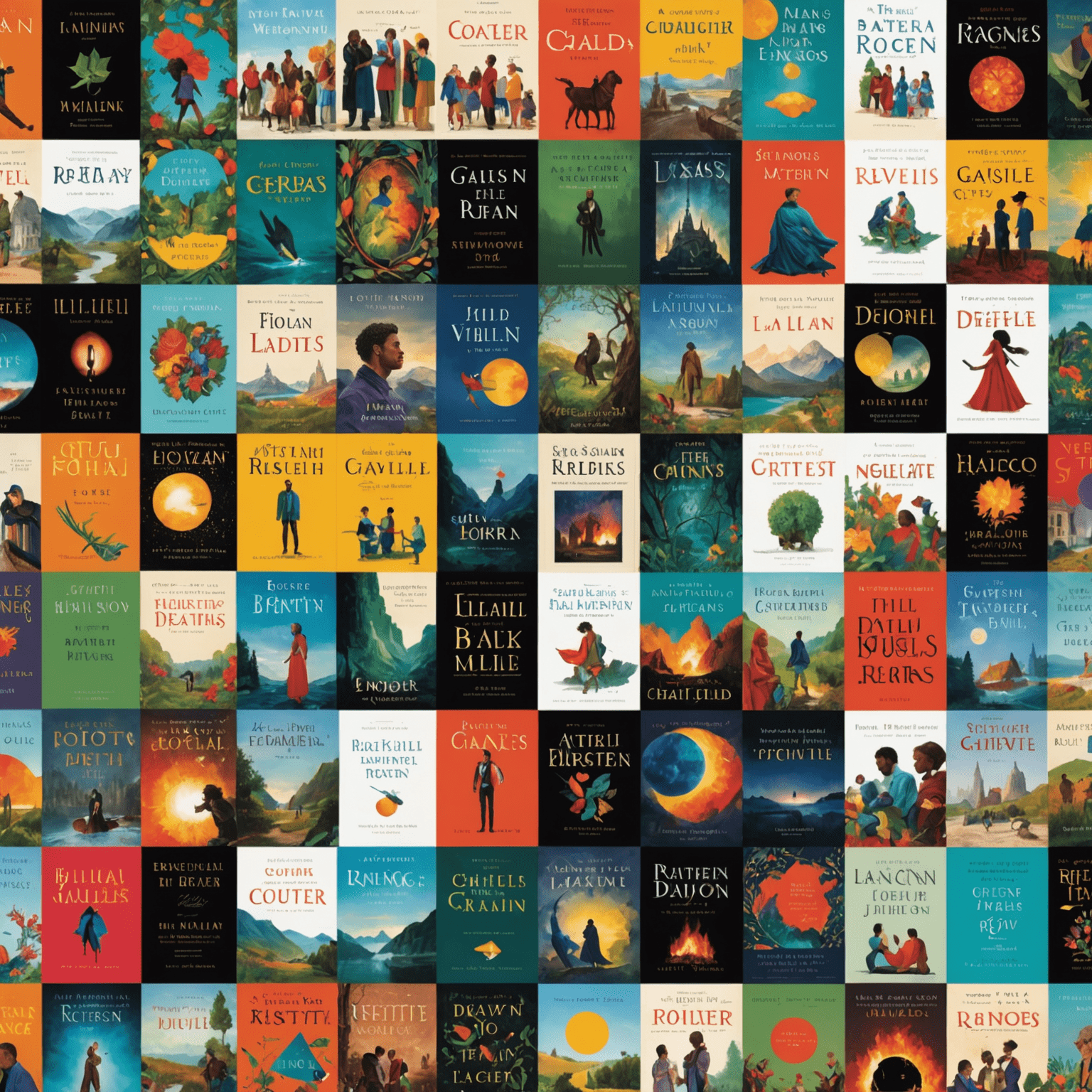 A collage of book covers featuring new releases, with vibrant colors and diverse genres represented